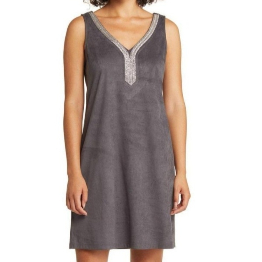 Tommy Bahama  Womens Salina Sands Faux Suede Shift  Mini Dress Size XL
